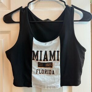 Miami Florida Black and White Crop Top